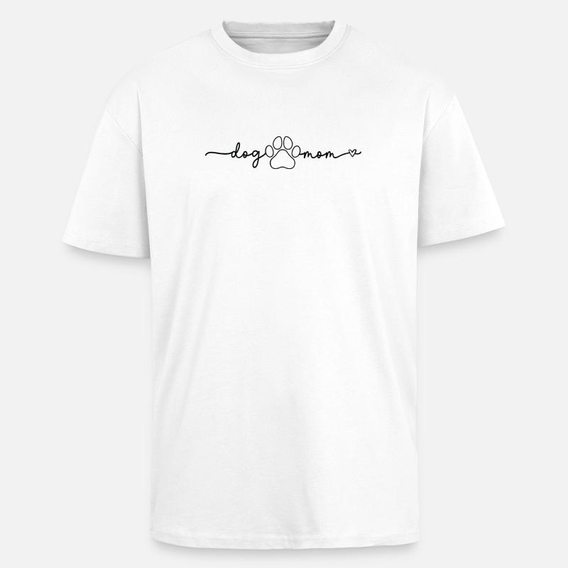 Dog Mom Paws Script Design Mom - Unisex Oversized Heavyweight T-shirt - white