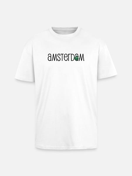 Amsterdam - Cannabis - Weed - Oversized Heavyweight Unisex T-Shirt - Weiß