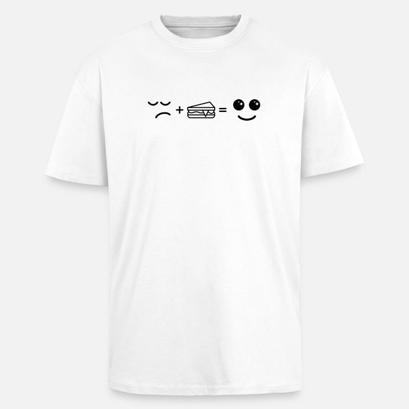 Traurig essen Kuchen Werden Glücklich - Oversized Heavyweight Unisex T-Shirt - Weiß