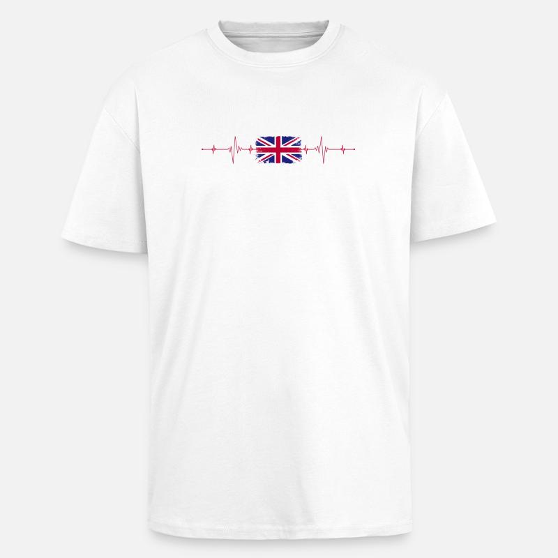 Union Jack Heartbeat Edition - Unisex Oversized Heavyweight T-shirt - white