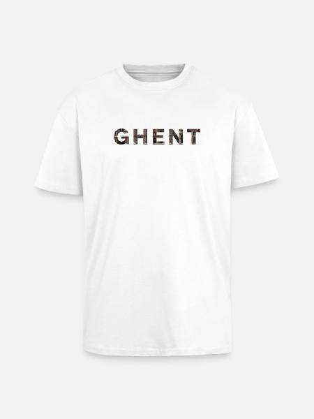 GHENT – Gothic Brick Typography - Unisex Oversized Heavyweight T-shirt - white