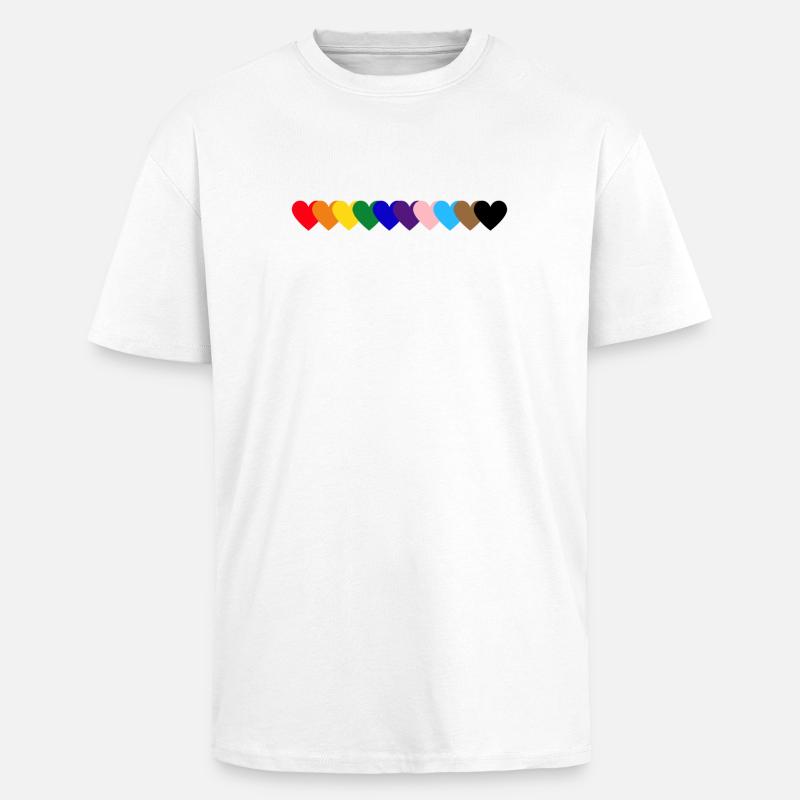 Regenbogen Herzen Pride - Oversized Heavyweight Unisex T-Shirt - Weiß