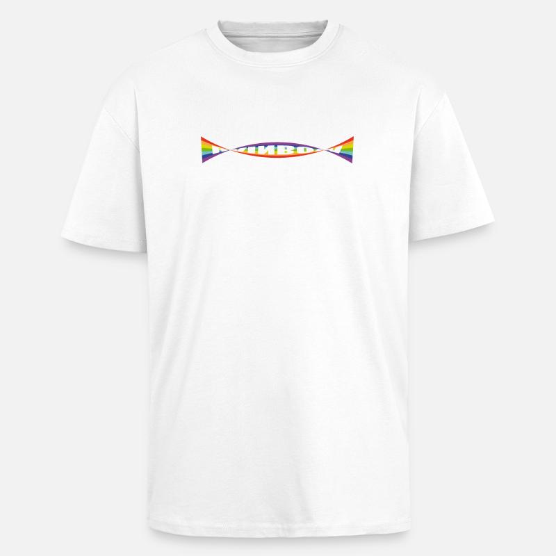 Variation du drapeau arc-en-ciel - T-shirt unisexe oversize épais - blanc
