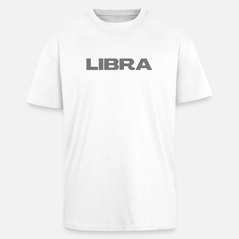 LIBRA – Checkerboard Zodiac Statement - Oversized Heavyweight Unisex T-Shirt - Weiß