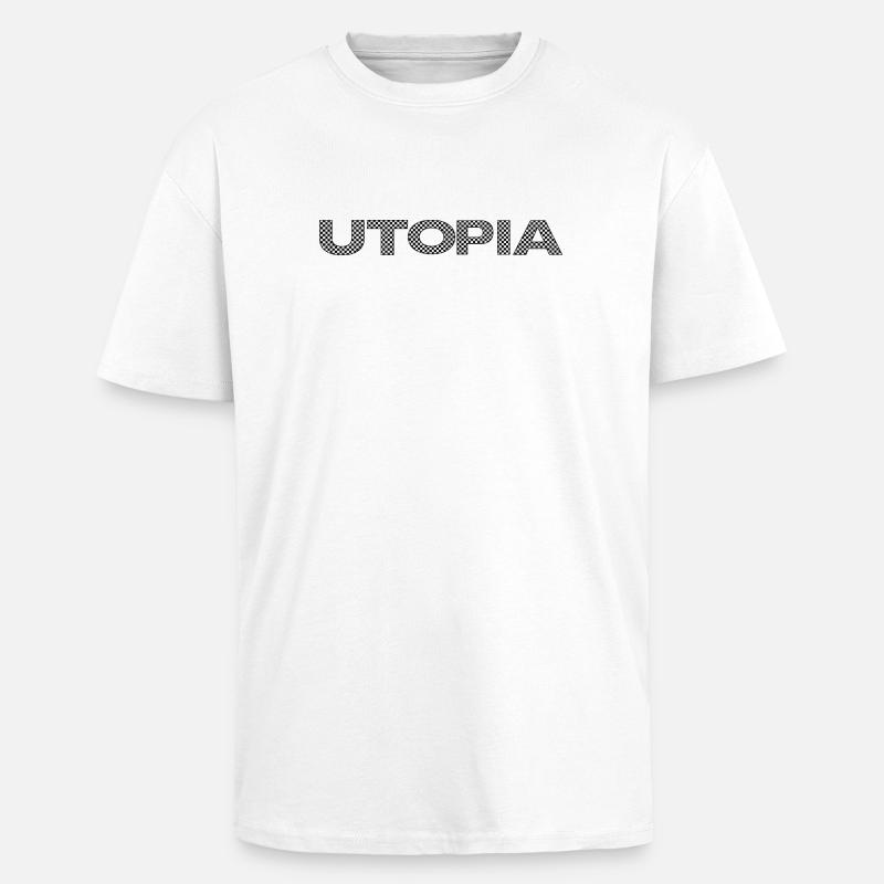 UTOPIA – Déclaration en damier - T-shirt unisexe oversize épais - blanc