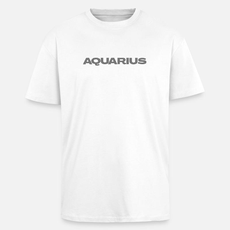 AQUARIUS – Checkerboard Zodiac Statement - Oversized Heavyweight Unisex T-Shirt - Weiß