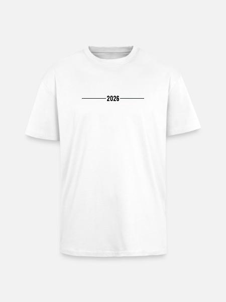 2026 - Year - Line - New Year - Unisex Oversized Heavyweight T-shirt - white