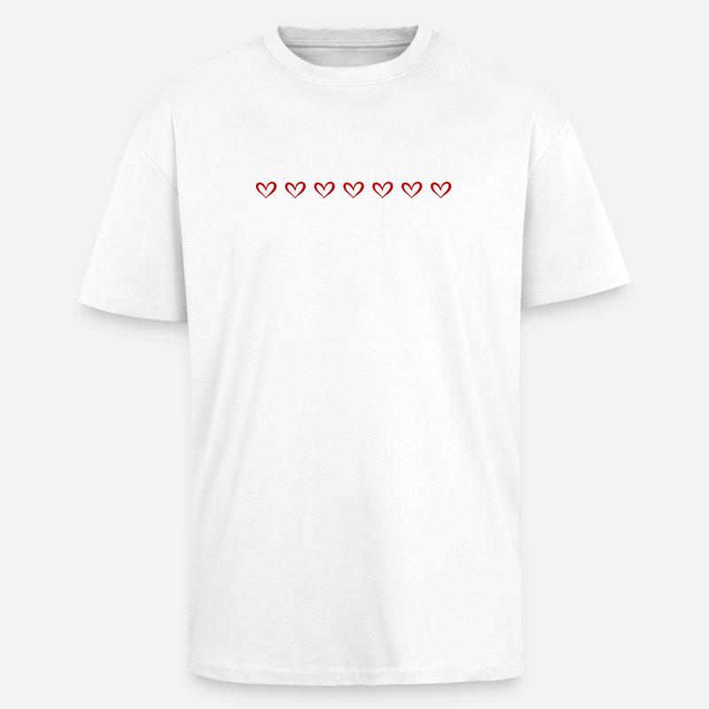 Herzen Linie Elemente - Oversized Heavyweight Unisex T-Shirt - Weiß