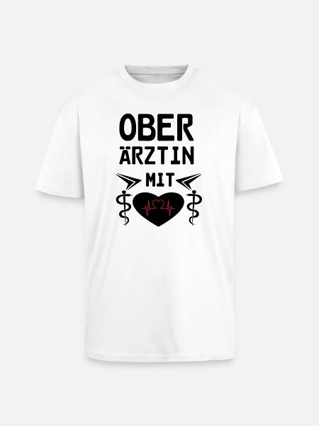 Oberärztin mit Herz Geschenk - Oversized Heavyweight Unisex T-Shirt - Weiß