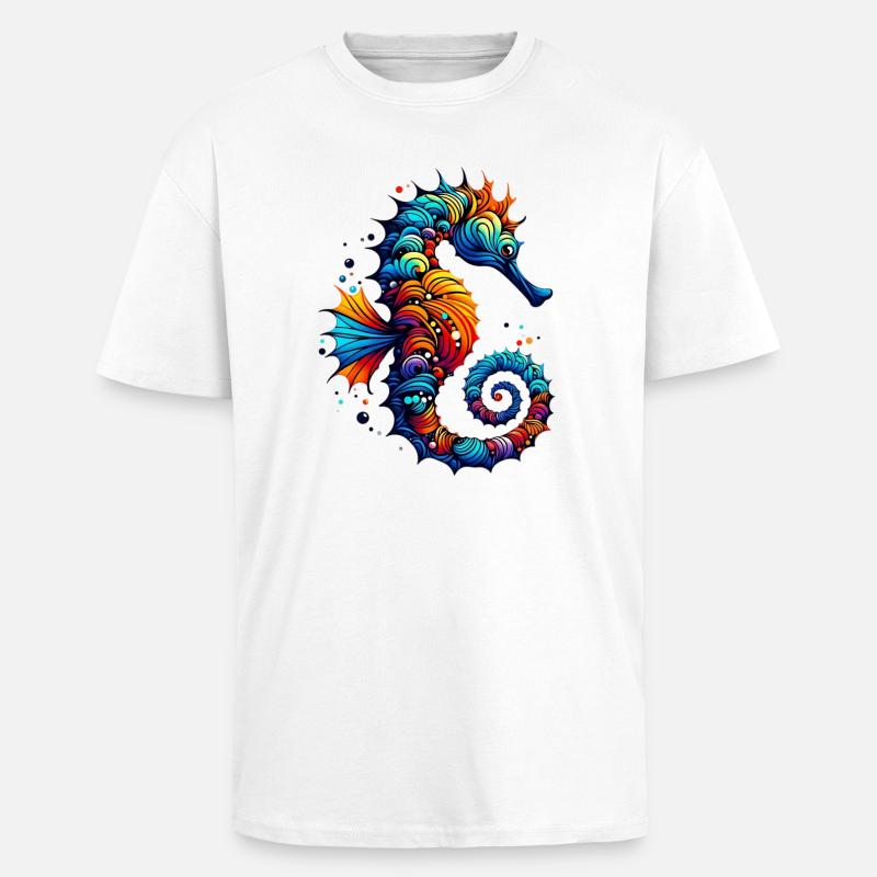 Seepferdchen - Oversized Heavyweight Unisex T-Shirt - Weiß