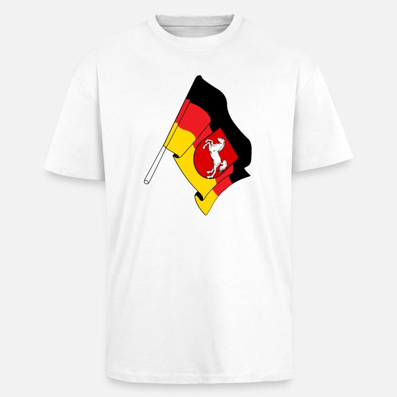 Drapeau Basse-Saxe - T-shirt unisexe oversize épais - blanc