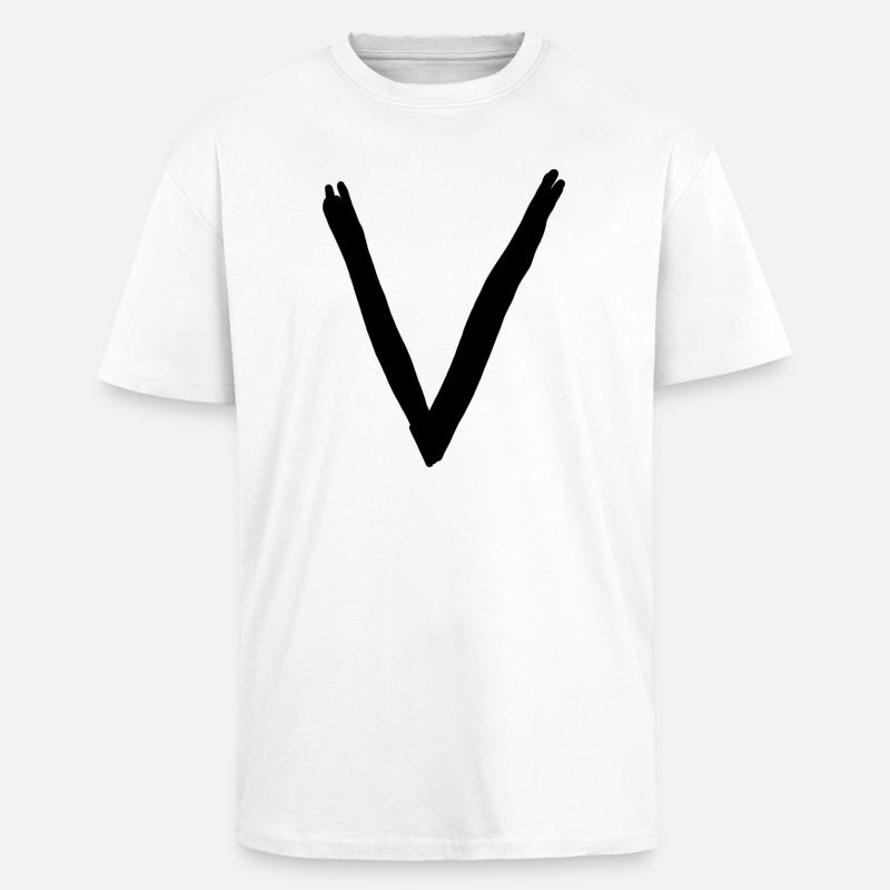 Buchstaben V - Oversized Heavyweight Unisex T-Shirt - Weiß