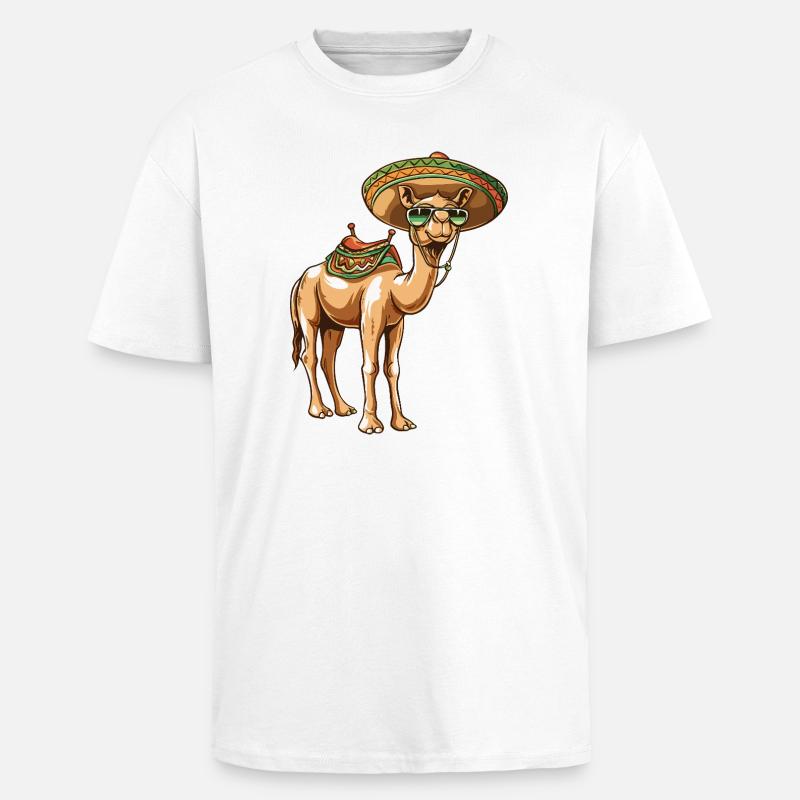 Kamel Comic Lustig Sombrero - Oversized Heavyweight Unisex T-Shirt - Weiß