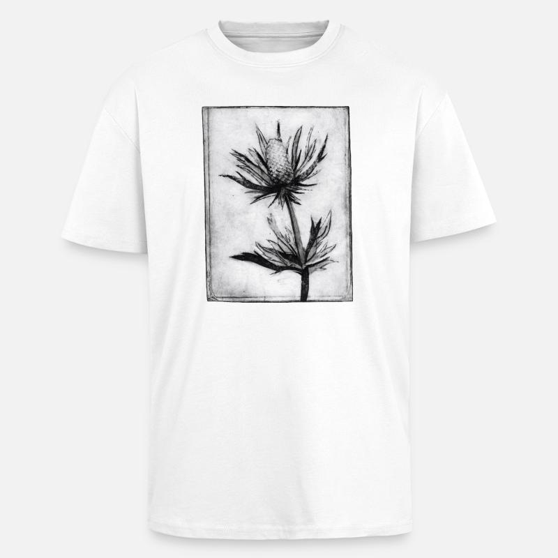 Distel - handgeschnitzte Druckvorlage - Oversized Heavyweight Unisex T-Shirt - Weiß