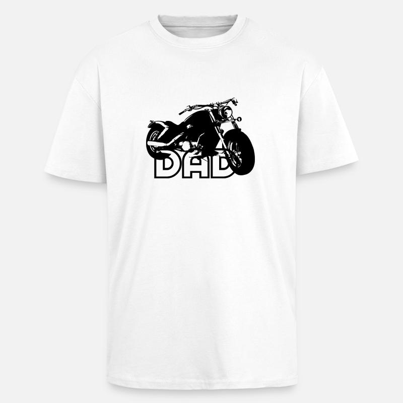Biker DAD Black Motorcycle - Oversized Heavyweight Unisex T-Shirt - Weiß