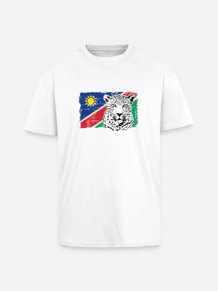 Namibia Flag - Leopard - Oversized Heavyweight Unisex T-Shirt - Weiß