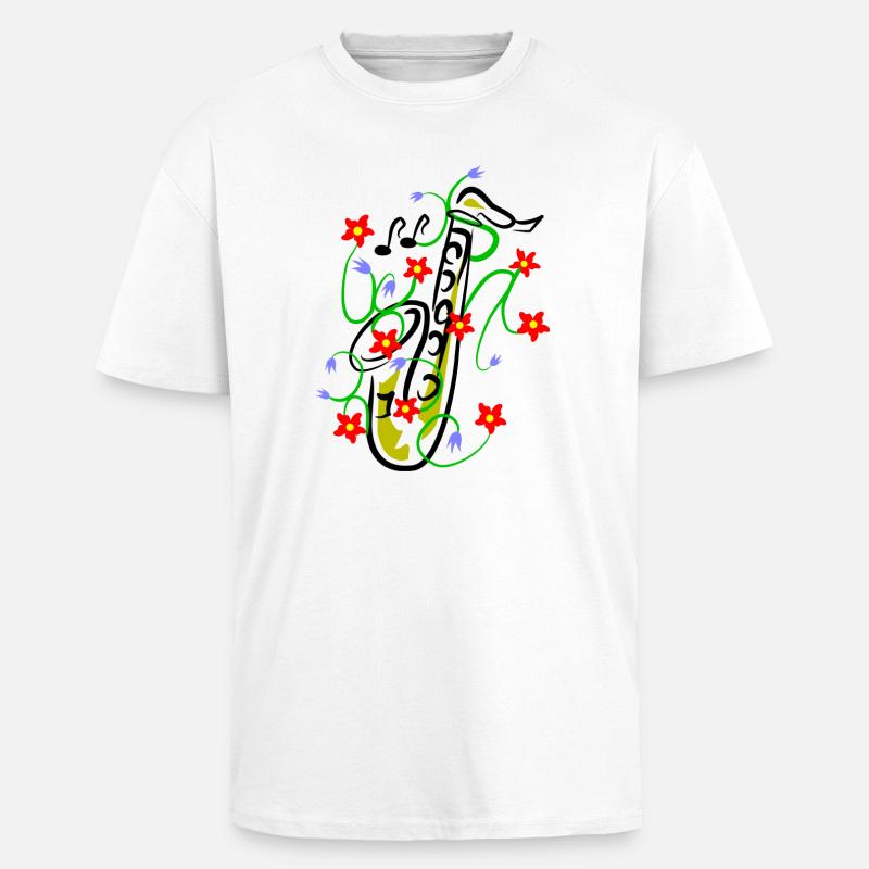 Conception du saxophone - T-shirt unisexe oversize épais - blanc