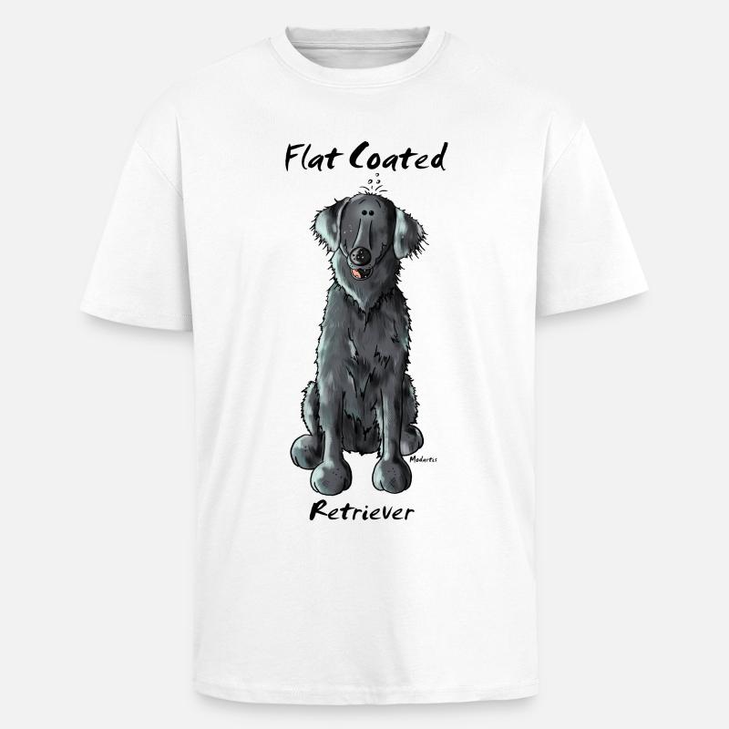 Witziger Flat Coated Retriever - Hund - Oversized Heavyweight Unisex T-Shirt - Weiß