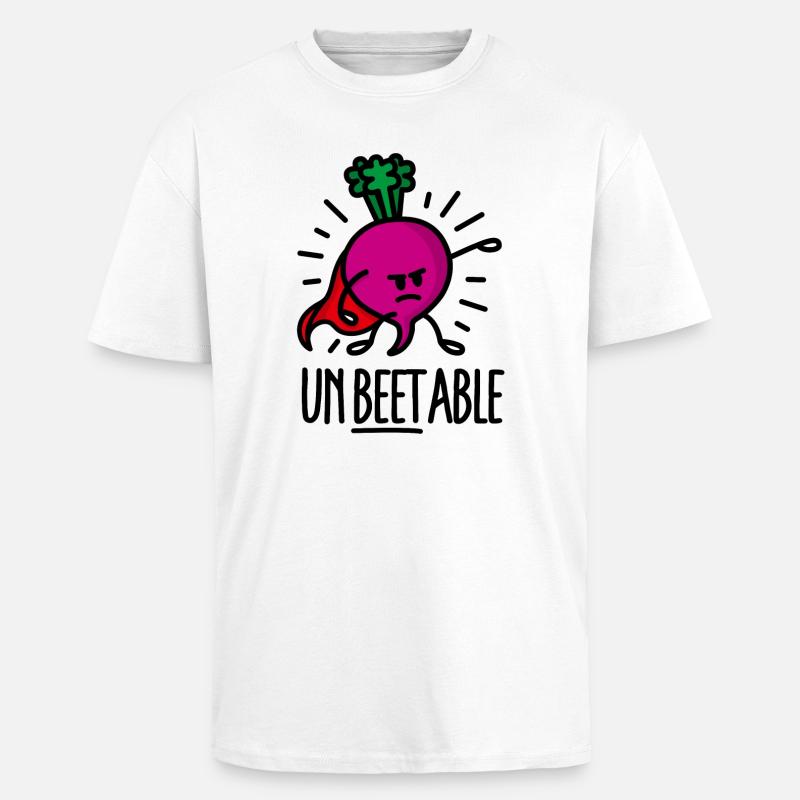 Unbeetable / unbeatable beetroot beet light - Unisex Oversized Heavyweight T-shirt - white