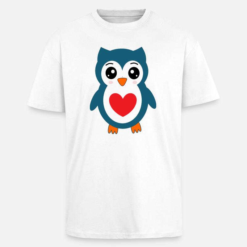Eule blaue Eule  - Oversized Heavyweight Unisex T-Shirt - Weiß