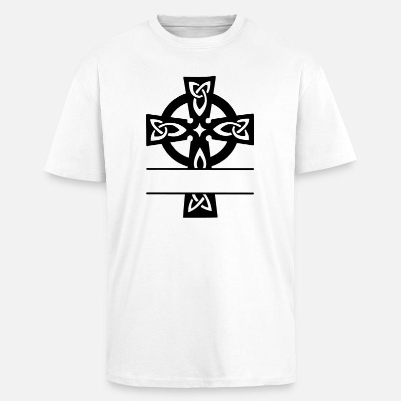 Keltisches Kreuz Monogramm Logo - Oversized Heavyweight Unisex T-Shirt - Weiß