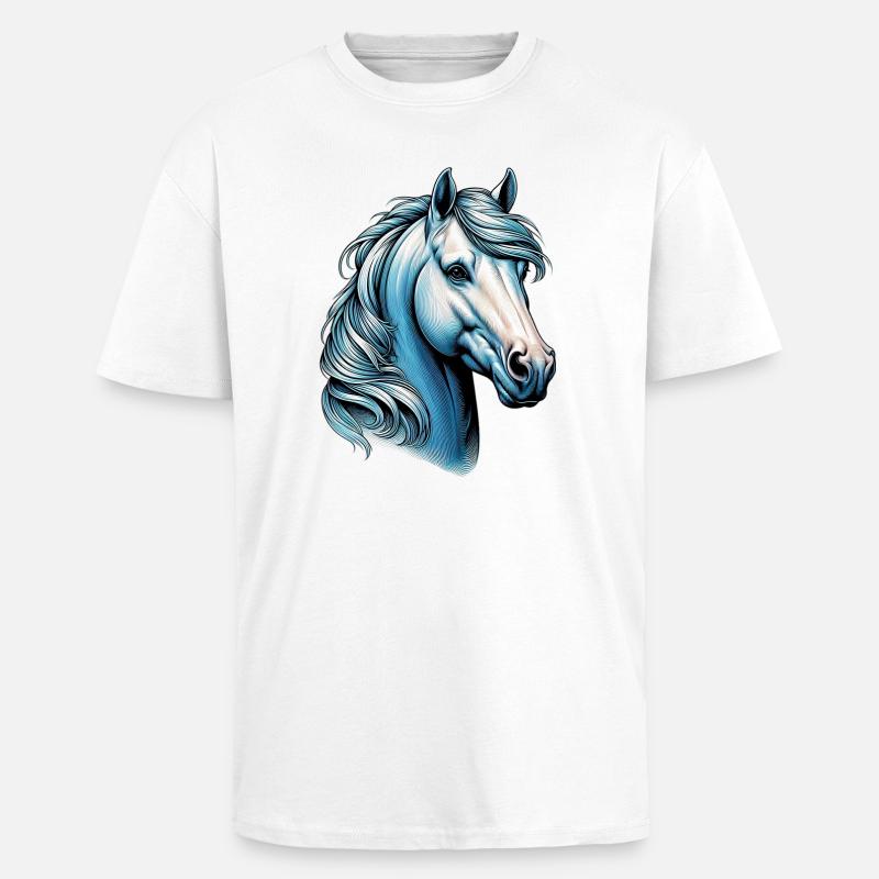 Pferd - Oversized Heavyweight Unisex T-Shirt - Weiß
