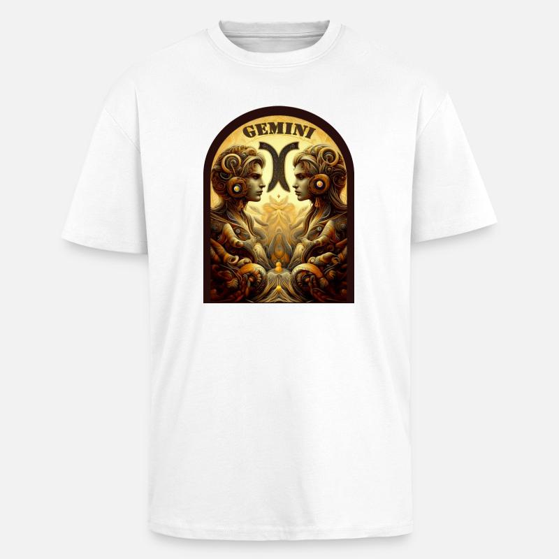 Zwillingszeichen Ornament - Sternzeichen Zwilling - Oversized Heavyweight Unisex T-Shirt - Weiß