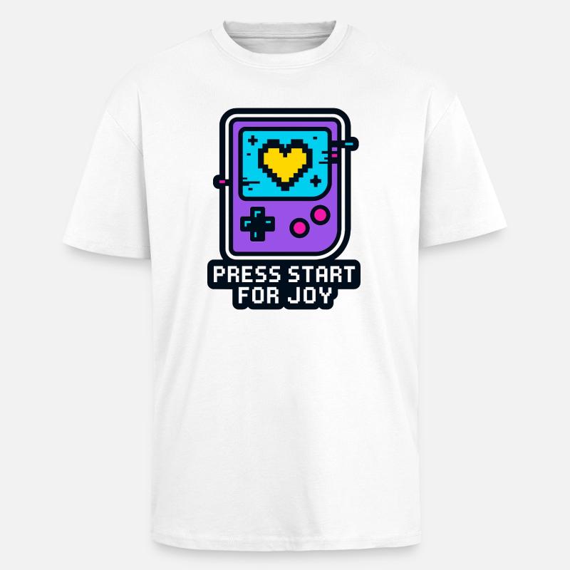 Press Start for Joy - Oversized Heavyweight Unisex T-Shirt - Weiß