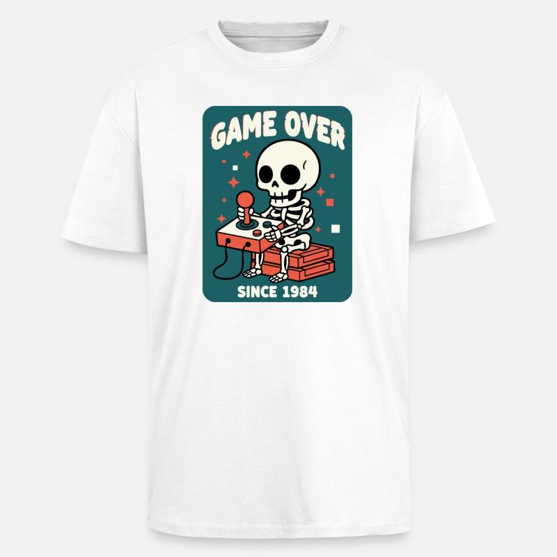 Game Over 1984 Retro Skelett Arcade - Oversized Heavyweight Unisex T-Shirt - Weiß