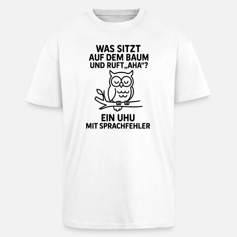 Eagle Owl Speech Error Joke - Unisex Oversized Heavyweight T-shirt - white