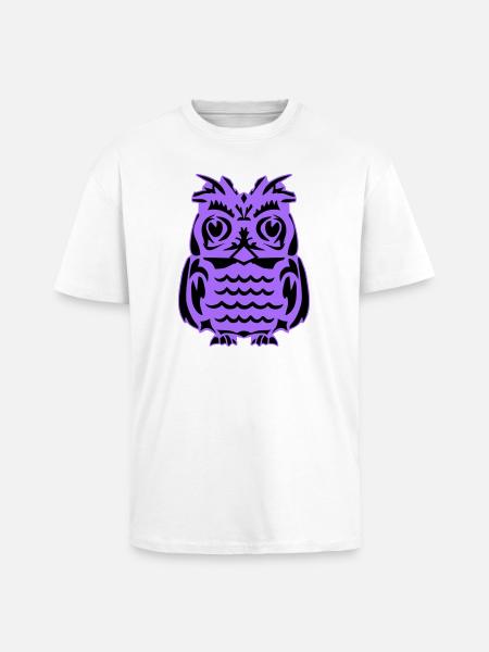 Purple Owl Silhouette - Unisex Oversized Heavyweight T-shirt - white