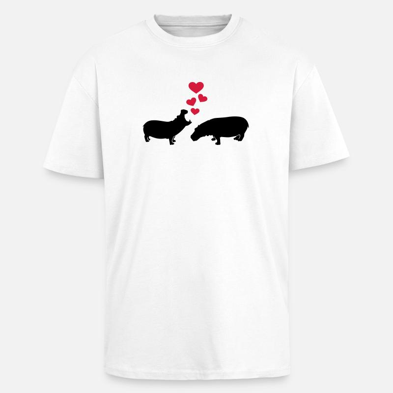 Nilpferd - Oversized Heavyweight Unisex T-Shirt - Weiß