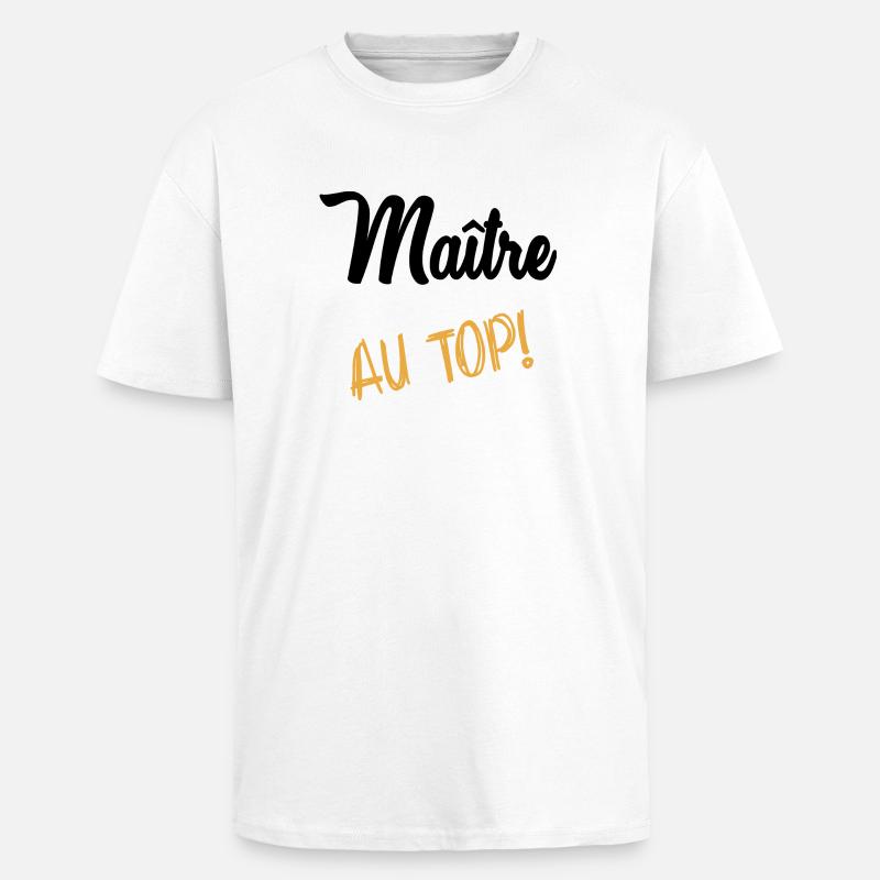 MAÎTRE. MAITRE. MERCI. MERCI MAÎTRE - T-shirt unisexe oversize épais - blanc