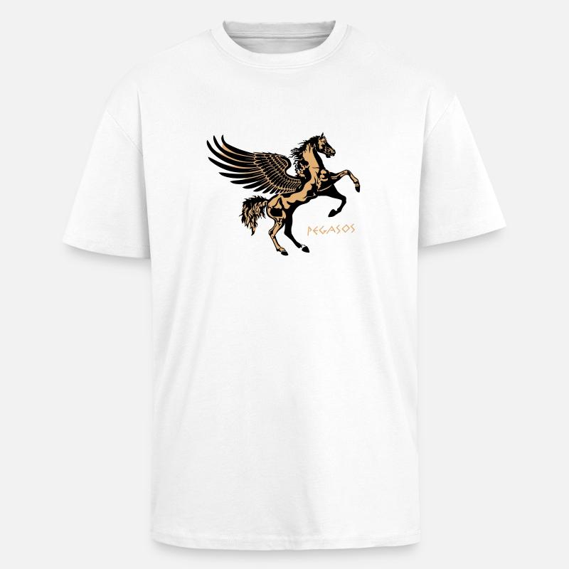 Pegasos Pferd - Oversized Heavyweight Unisex T-Shirt - Weiß