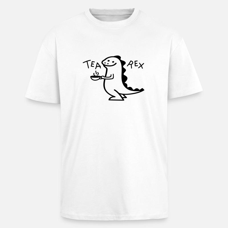 Dino als Tea Rex (b) - Oversized Heavyweight Unisex T-Shirt - Weiß