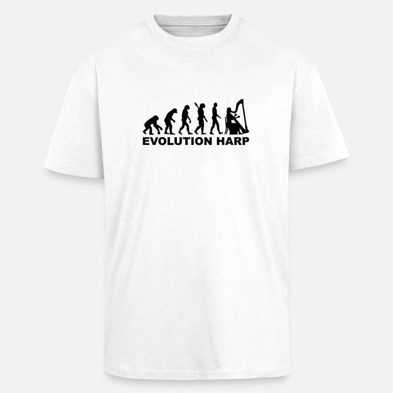Evolution Harp - Unisex Oversized Heavyweight T-shirt - white