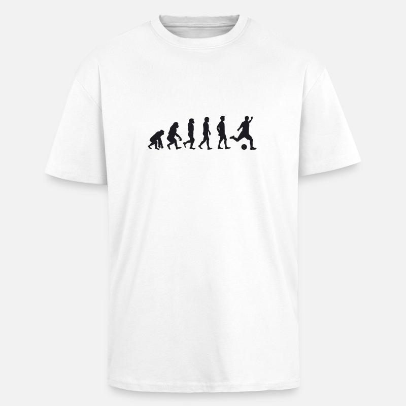 Evolution Fussball - Oversized Heavyweight Unisex T-Shirt - Weiß