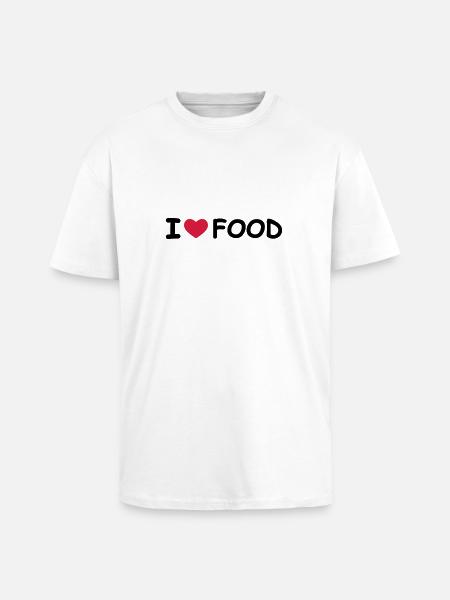 I Love Food - Unisex Oversized Heavyweight T-shirt - white