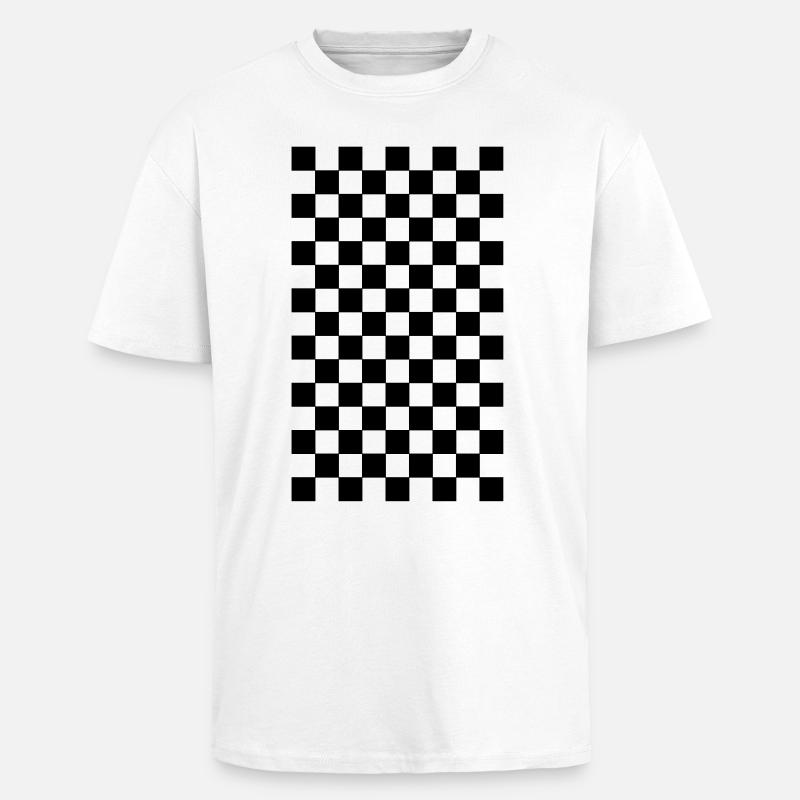 pattern chequered black white - Unisex Oversized Heavyweight T-shirt - white