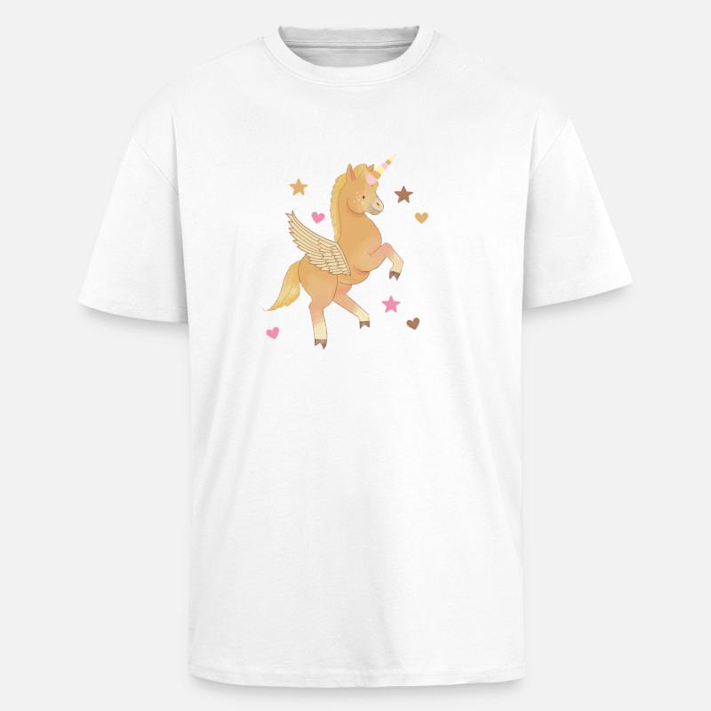 Einhorn, Pferd, Pony, Pegasus - Oversized Heavyweight Unisex T-Shirt - Weiß