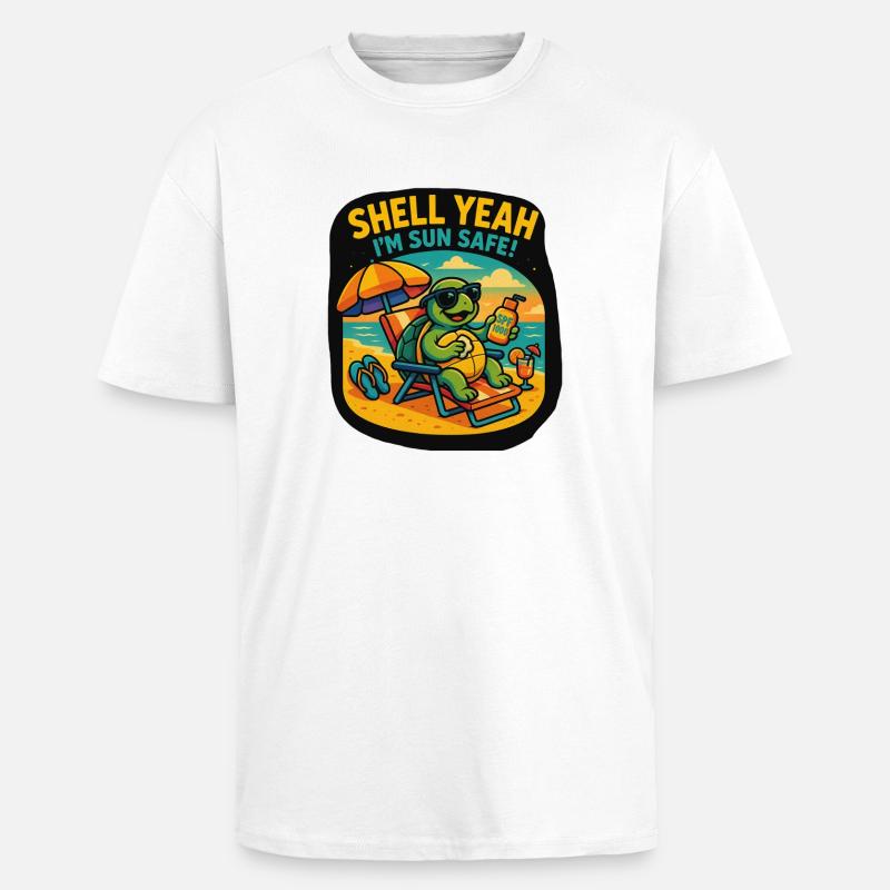 Shell Yeah – Sun Safe Turtle - Oversized Heavyweight Unisex T-Shirt - Weiß