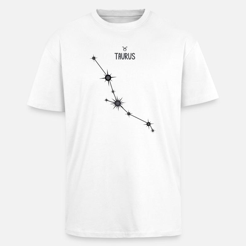 Stier Sternzeichen Sternbild Schwarz & Grau - Oversized Heavyweight Unisex T-Shirt - Weiß