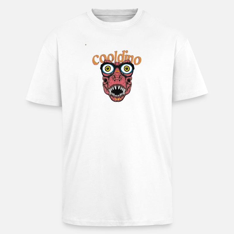 Cooler Dino mit Brille - Oversized Heavyweight Unisex T-Shirt - Weiß