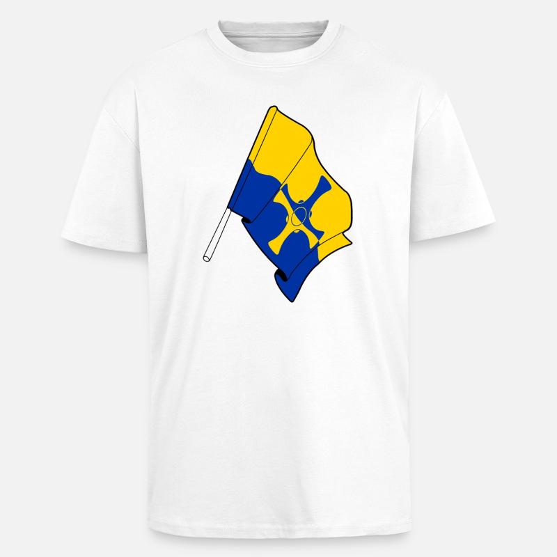 Drapeau de Durham - T-shirt unisexe oversize épais - blanc