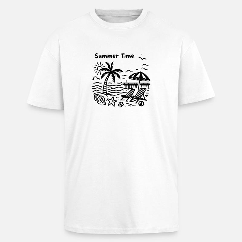 Conception de la plage - T-shirt unisexe oversize épais - blanc