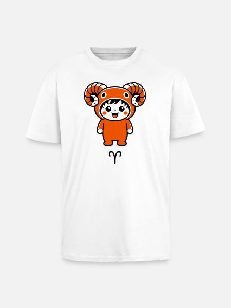 Sternzeichen Widder im Kawaii Style - Oversized Heavyweight Unisex T-Shirt - Weiß