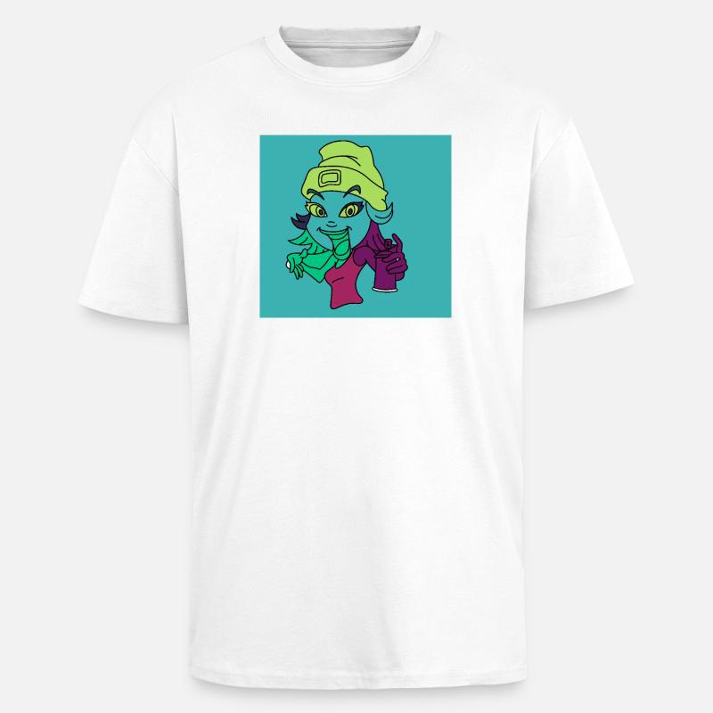 Neon-Graffiti-Maskottchen - Oversized Heavyweight Unisex T-Shirt - Weiß