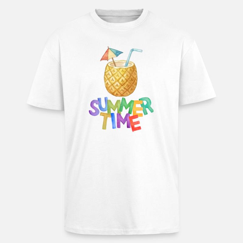 Boisson à l’ananas d’été - T-shirt unisexe oversize épais - blanc