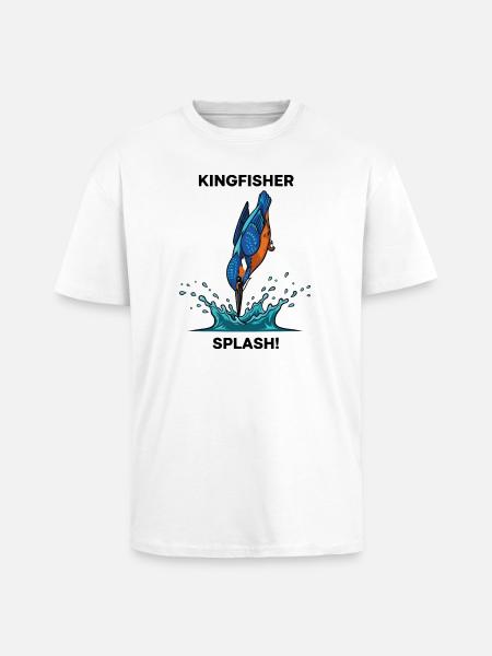 Kingfisher Splash Kingfisher River - Unisex Oversized Heavyweight T-shirt - white