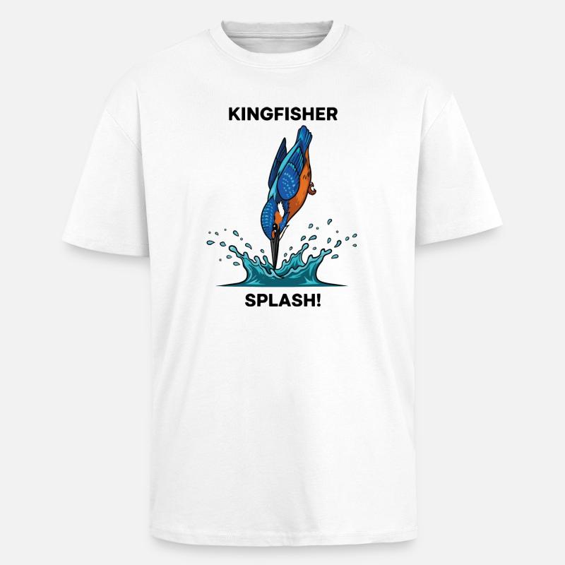 Kingfisher Splash Kingfisher River - Unisex Oversized Heavyweight T-shirt - white